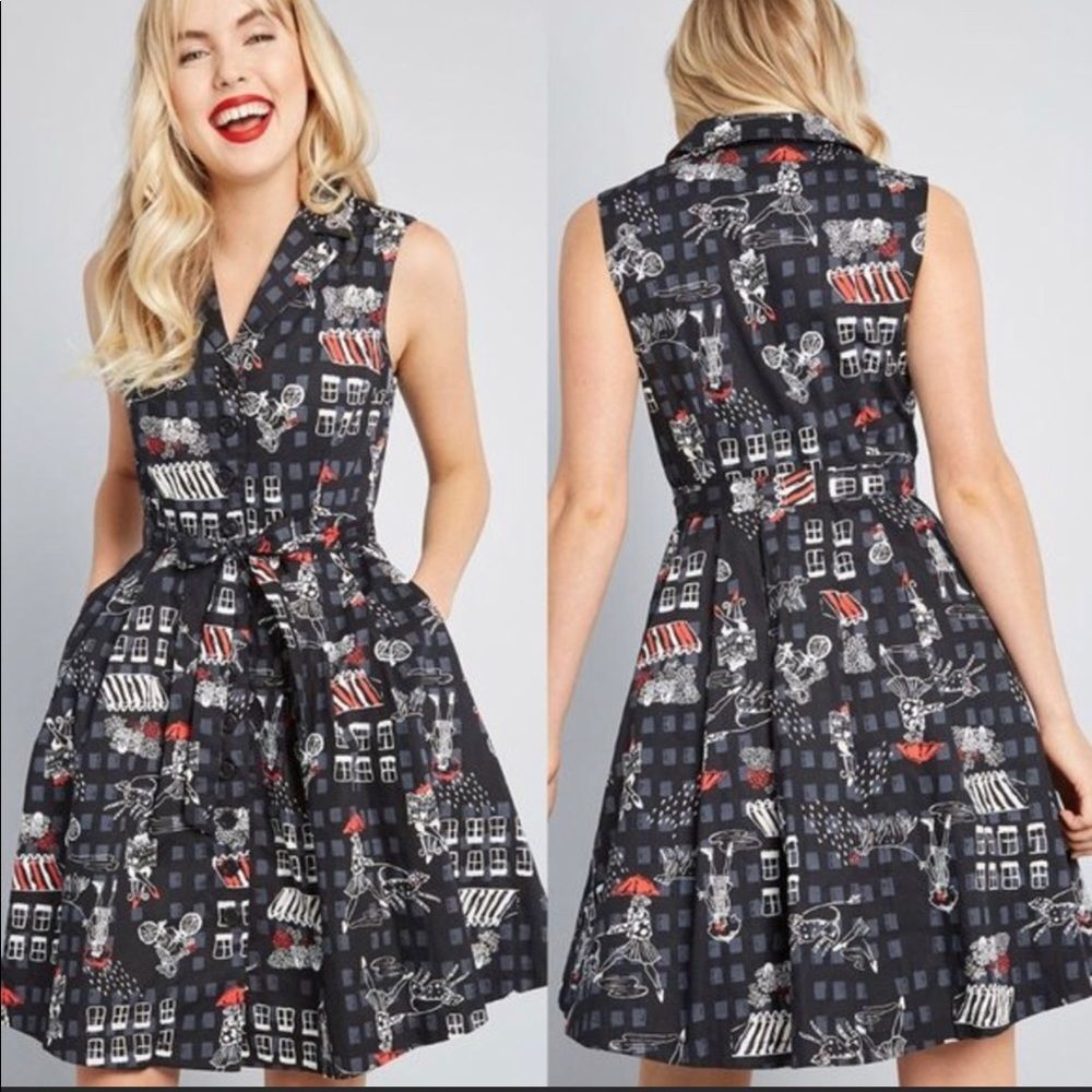 Modcloth Community Brunch Retro shirt Dress